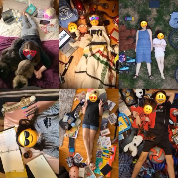 kids surrounded by items used to entertain themselves during lockdown